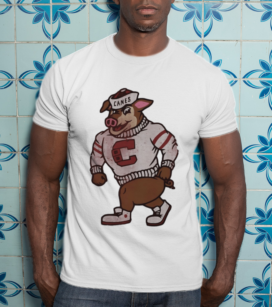 Carolina Hurricanes Canes Pig Hockey Cartoon Character Sweater T-Shirt