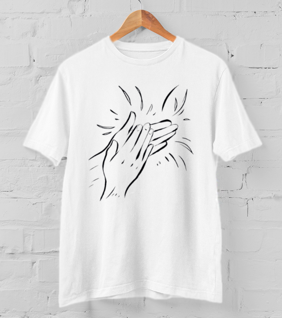 Clapping Hands Gesture Minimalist Line T-Shirt