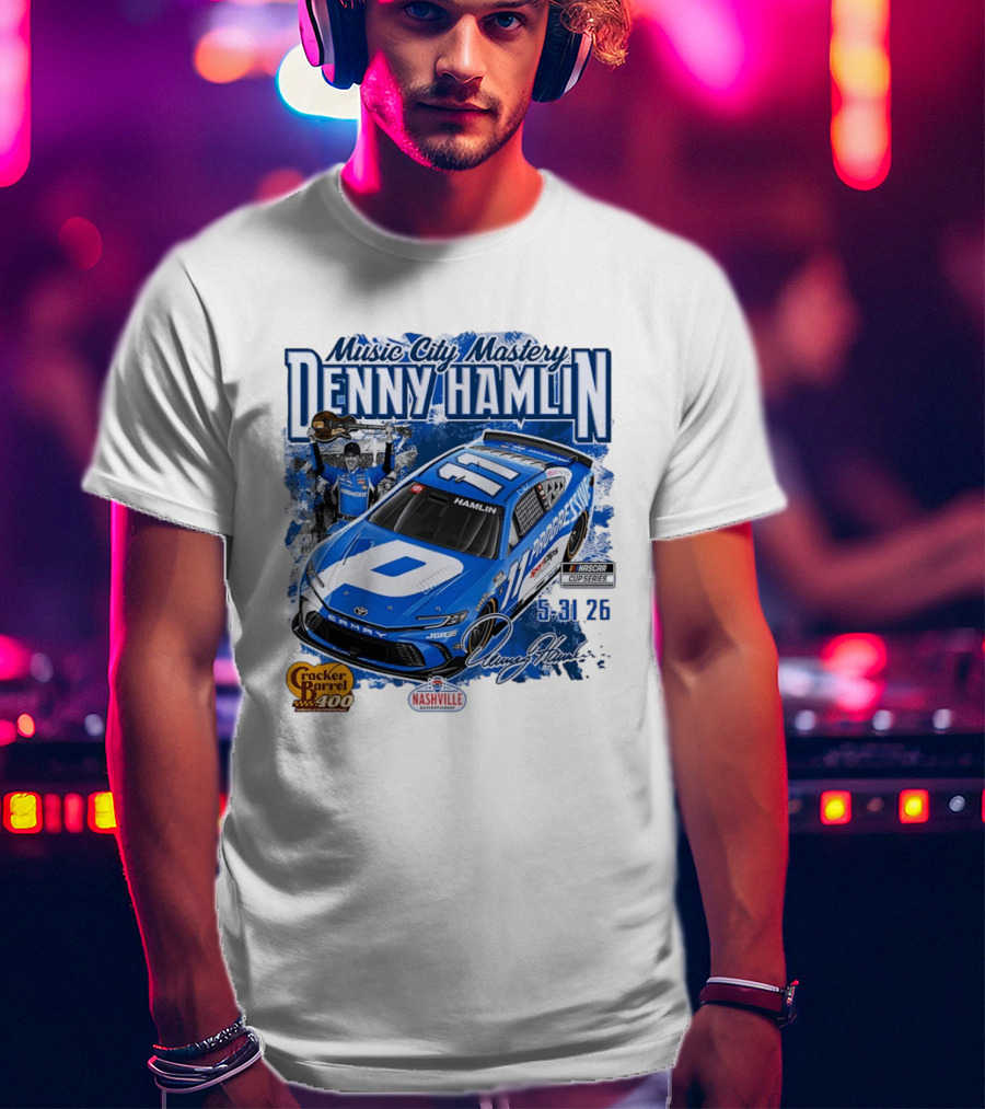 Music City Mastery Denny Hamlin Cracker Barrel 400 Nashville Superspeedway 2026 NASCAR Cup Series T-Shirt