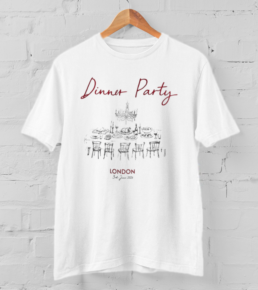 Dinner Party London 3rd June 2026 Chandelier Table Wine Event T-Shirt