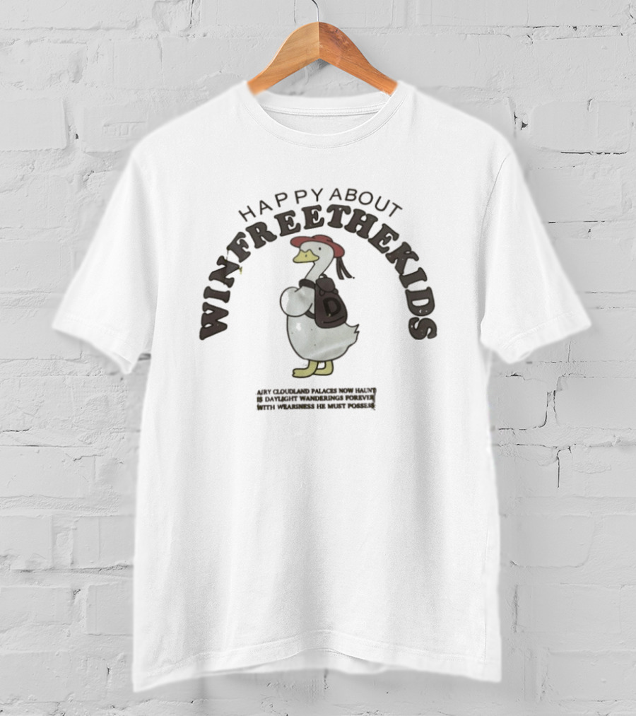Happy About Winfreethekids Duck With Backpack T-Shirt