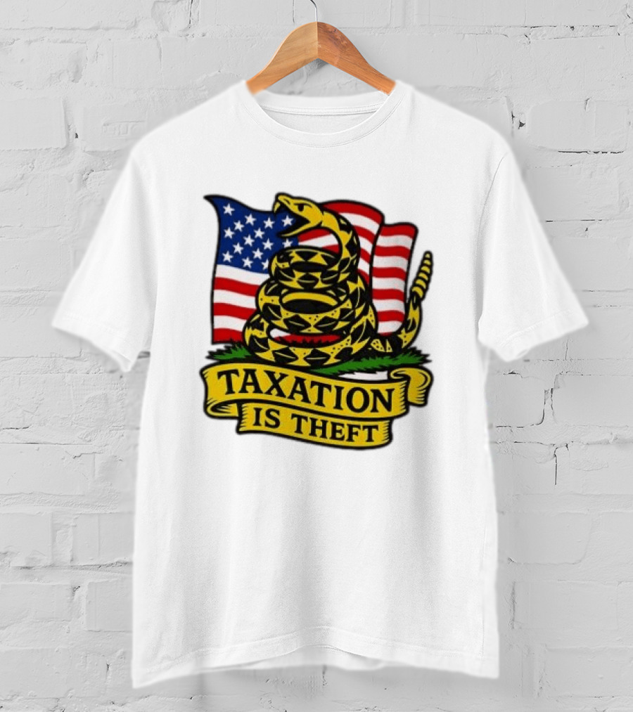 Taxation Is Theft Gadsden Flag American Flag Snake T-Shirt