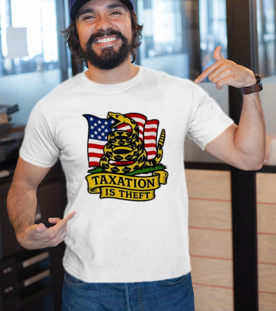 Taxation Is Theft Gadsden Flag American Flag Snake T-Shirt