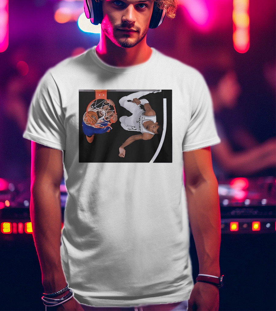 Jalen Brunson New York Knicks Victor Wembanyama San Antonio Spurs NBA Basketball Action T-Shirt
