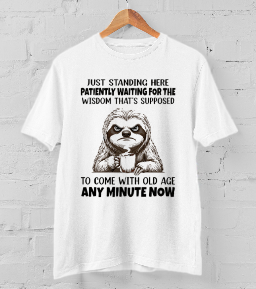 Just Standing Here Patiently Waiting For The Wisdom That's Supposed To Come With Old Age Any Minute Now T-Shirt