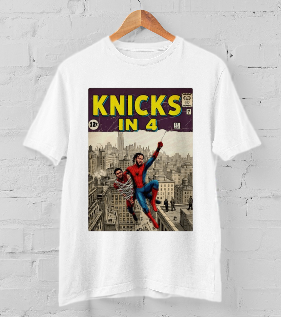 Knicks In 4 Jalen Brunson Vs Donovan Mitchell Comic Crossover New York Cleveland Showdown T-Shirt