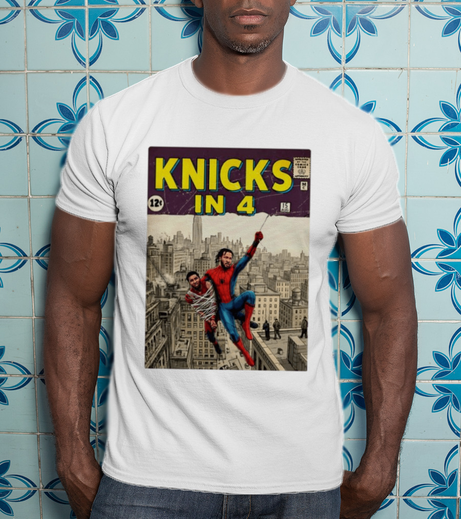 Knicks In 4 Jalen Brunson Vs Donovan Mitchell Comic Crossover New York Cleveland Showdown T-Shirt