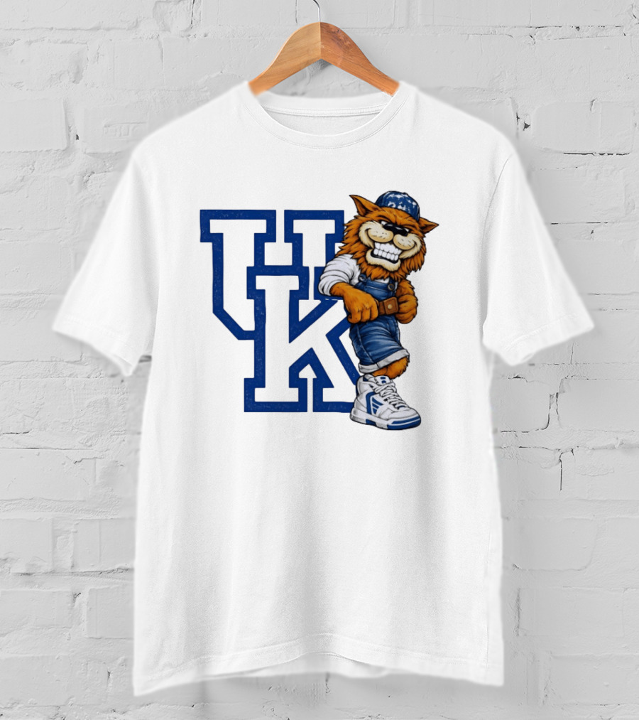 Kentucky Wildcats UK Mascot In Overalls Sneakers Athletics Basketball T-Shirt