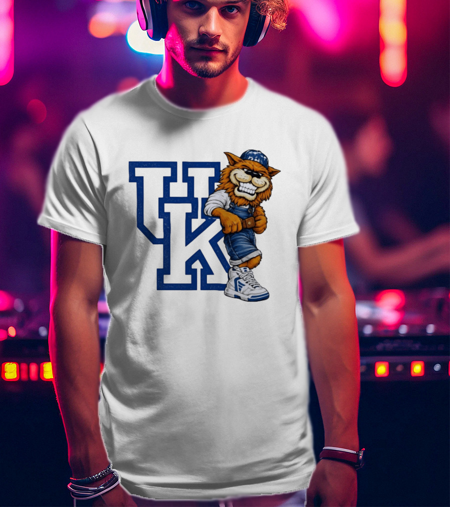 Kentucky Wildcats UK Mascot In Overalls Sneakers Athletics Basketball T-Shirt