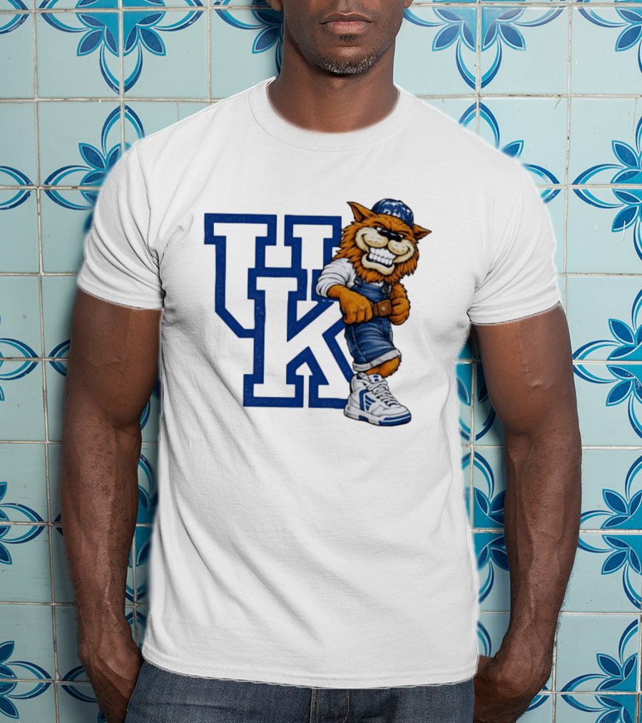 Kentucky Wildcats UK Mascot In Overalls Sneakers Athletics Basketball T-Shirt