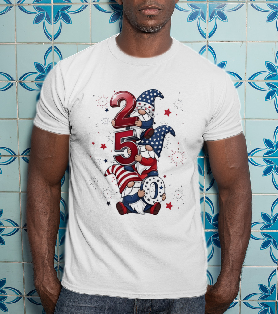 Patriotic Gnomes 250 Years Of Independence USA Fourth Of July Celebrations T-Shirt