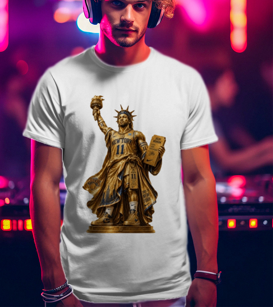 New York Knicks Jalen Brunson Statue Of Liberty Nike 11 Basketball Knicks T-Shirt