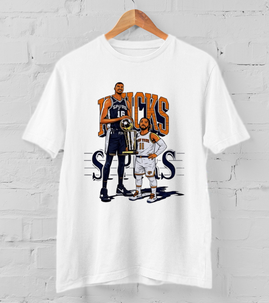Victor Wembanyama Spurs Versus Jalen Brunson Knicks Trophy Size Gap T-Shirt