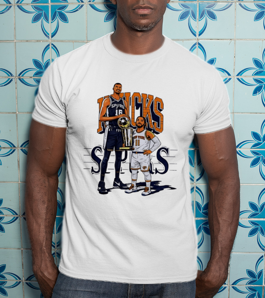 Victor Wembanyama Spurs Versus Jalen Brunson Knicks Trophy Size Gap T-Shirt