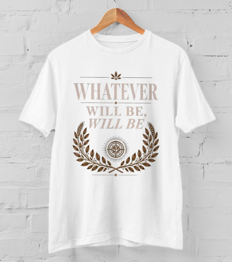 Whatever Will Be Will Be Compass Wheat Laurel Wreath T-Shirt
