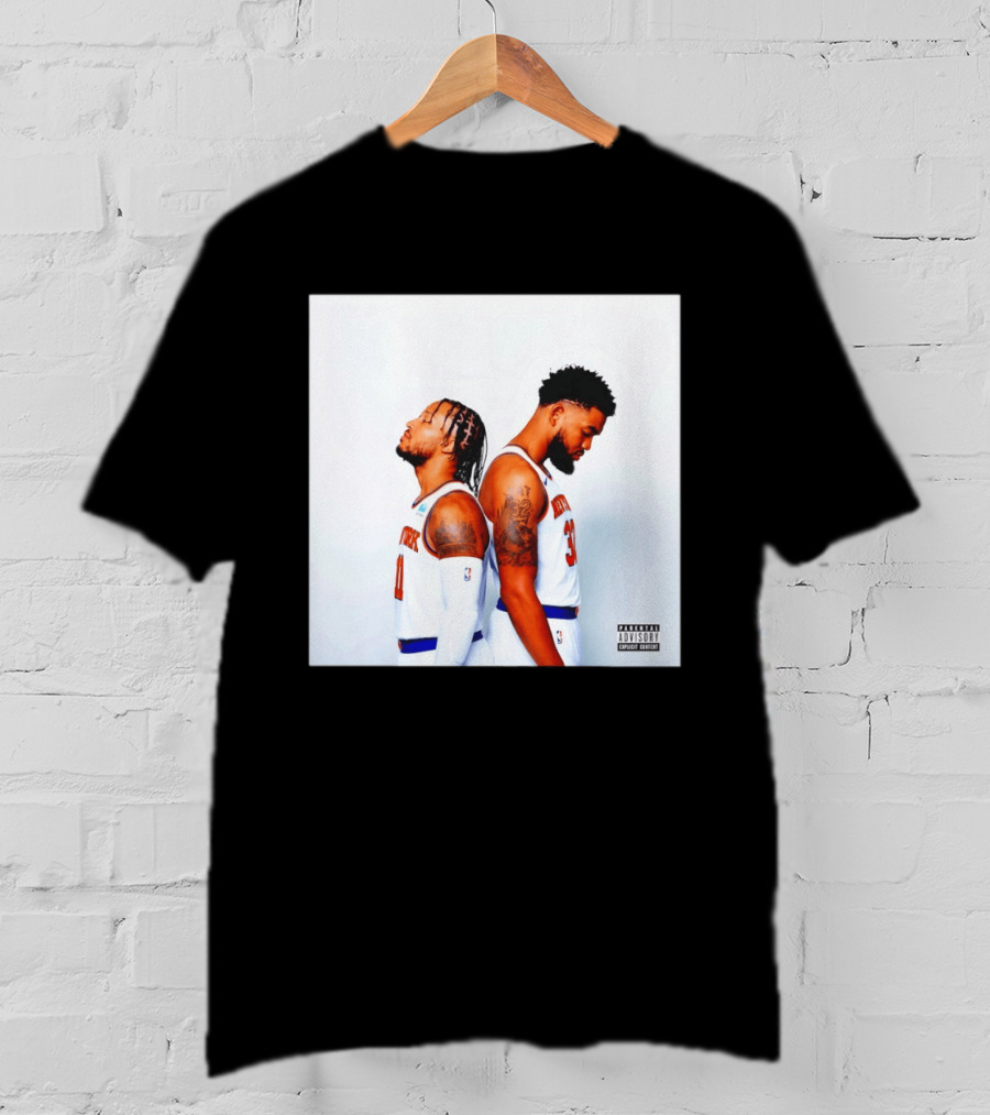 Knicks Basketball Players Brunson Towns Parental Advisory Album Cover T-Shirt