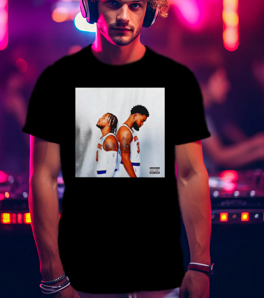 Knicks Basketball Players Brunson Towns Parental Advisory Album Cover T-Shirt