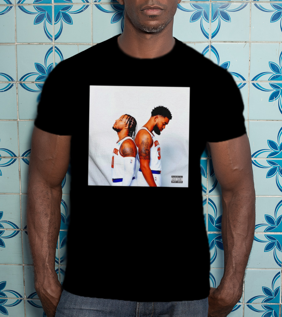 Knicks Basketball Players Brunson Towns Parental Advisory Album Cover T-Shirt