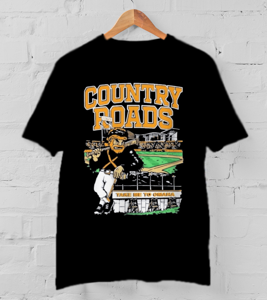 Country Roads Baseball Motif Take Me To Omaha T-Shirt