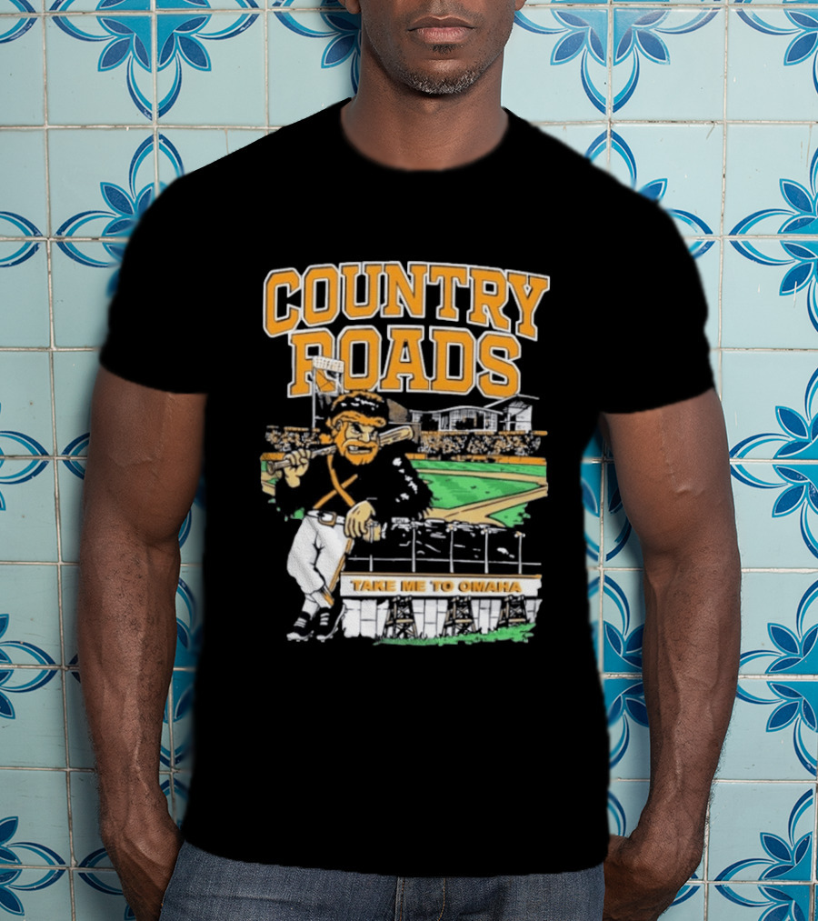 Country Roads Baseball Motif Take Me To Omaha T-Shirt