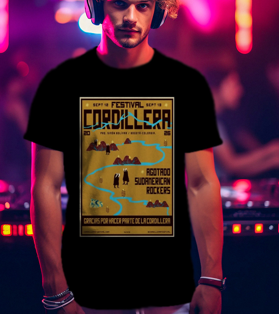 Festival Cordillera Sept 12 13 2026 Bogotá Colombia Agotado Sudamerican Rockers Pro. Simón Bolívar T-Shirt