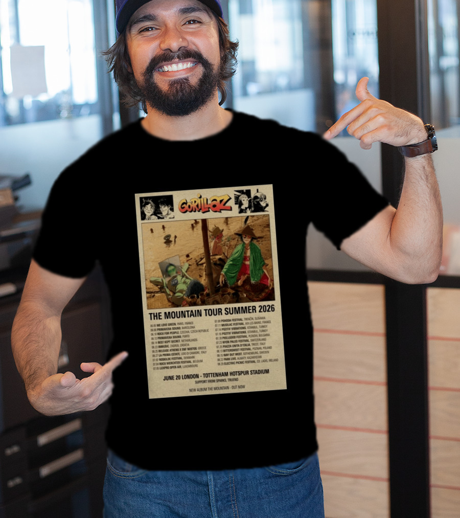 Gorillaz The Mountain Tour Summer 2026 Concert Featuring Noodle And Band Members T-Shirt