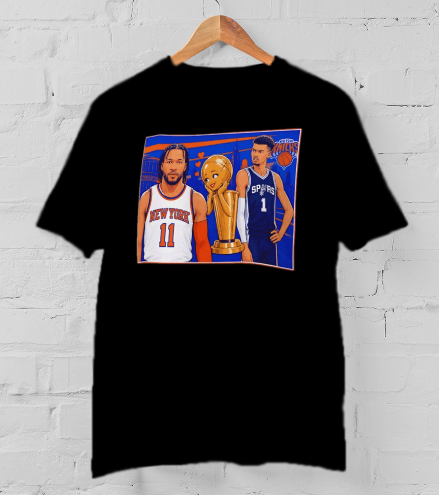 Jalen Brunson New York Knicks Victor Wembanyama San Antonio Spurs Larry O'Brien Trophy T-Shirt