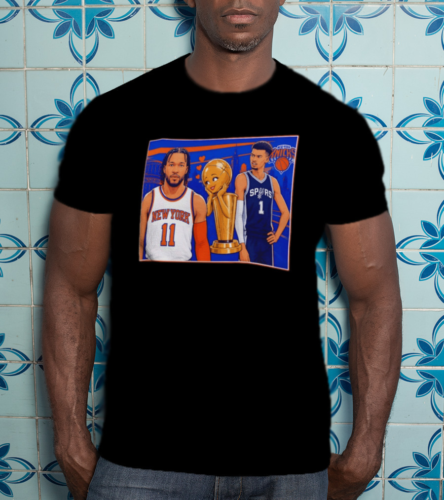 Jalen Brunson New York Knicks Victor Wembanyama San Antonio Spurs Larry O'Brien Trophy T-Shirt