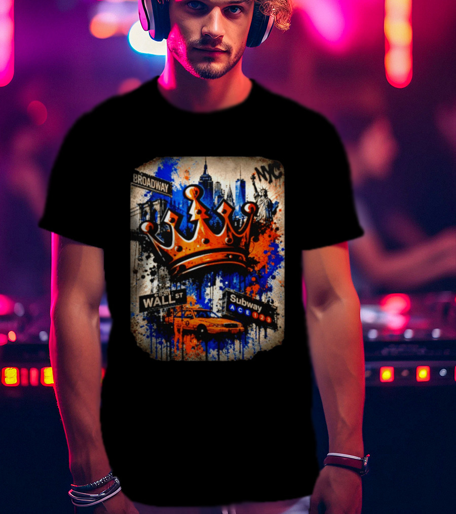 Broadway Wall St Subway NYC Crown Skyline Statue Graffiti T-Shirt