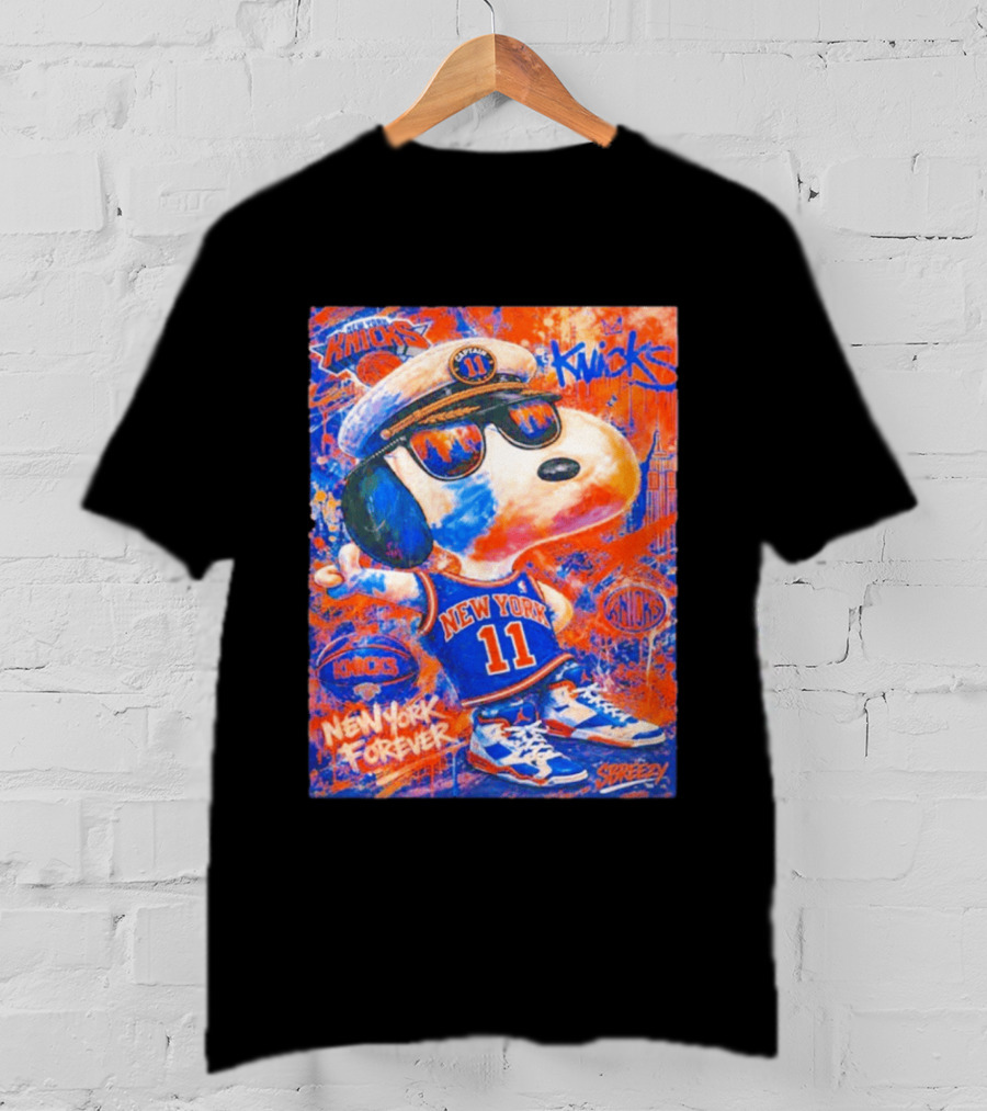 New York Knicks Snoopy Captain 11 New York Forever Streetwear Collection T-Shirt