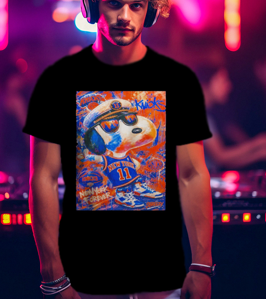 New York Knicks Snoopy Captain 11 New York Forever Streetwear Collection T-Shirt
