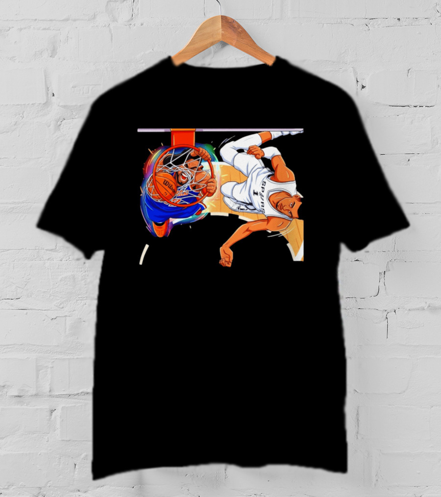 New York Knicks Vs San Antonio Spurs Comic Dunk Battle T-Shirt