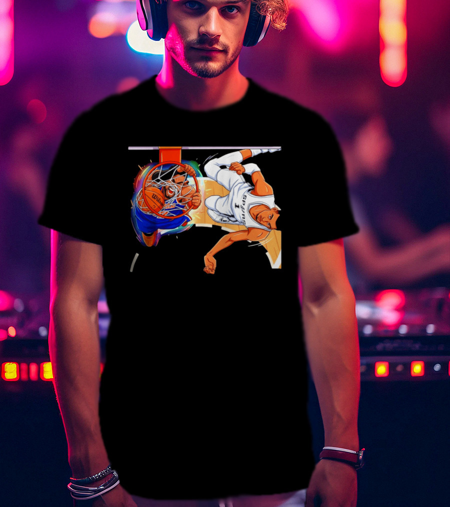 New York Knicks Vs San Antonio Spurs Comic Dunk Battle T-Shirt