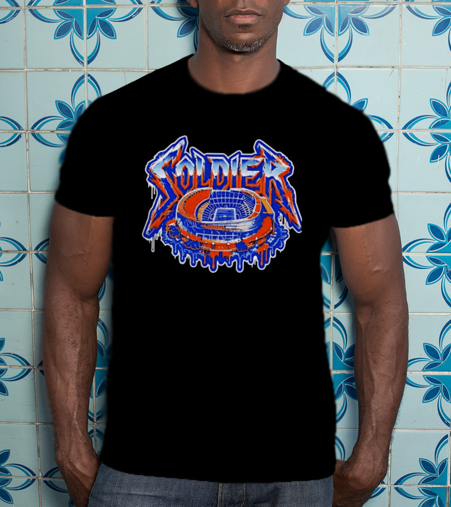 Chicago Bears Soldier Field Stadium Metal Font Drip Team Sports T-Shirt