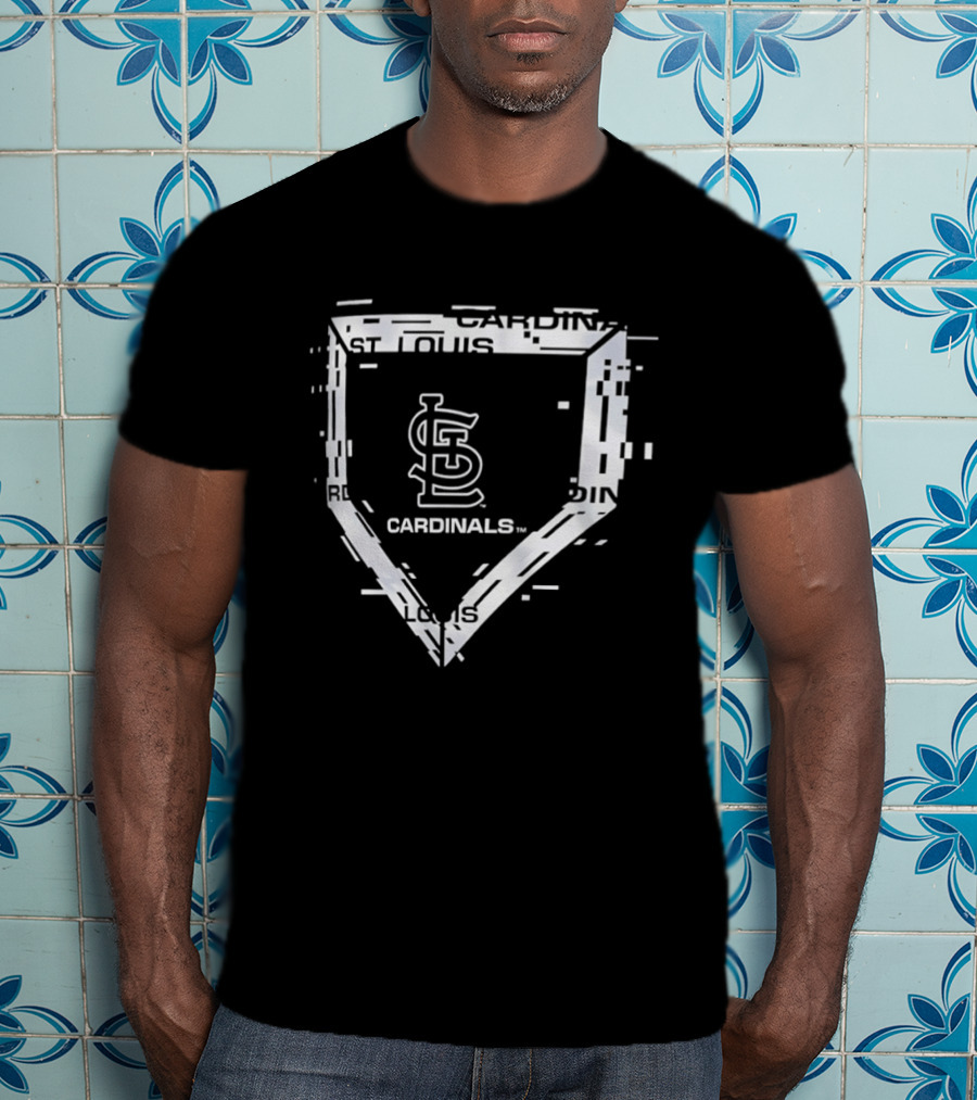 St Louis Cardinals Home Plate Glitch Logo Sports Fan T-Shirt
