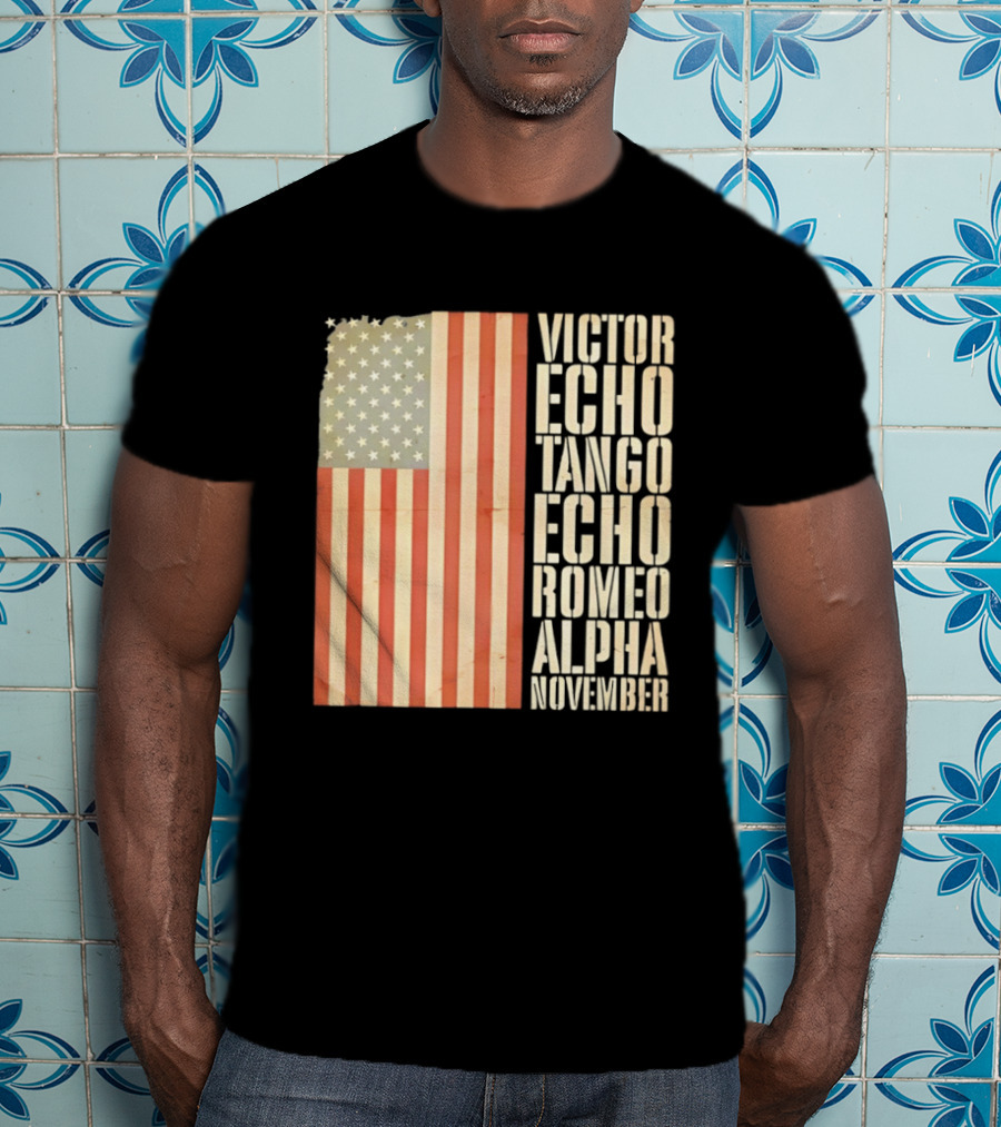 American Flag Victor Echo Tango Echo Romeo Alpha November Phonetic Alphabet T-Shirt