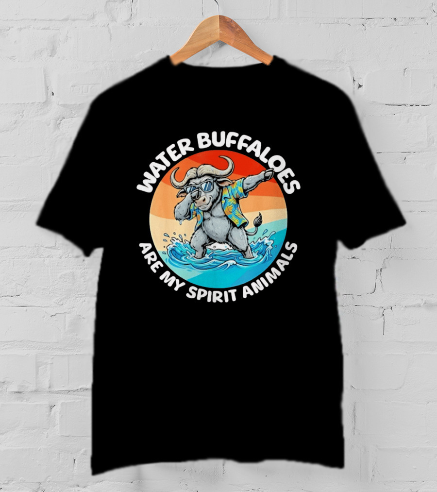 Water Buffaloes Are My Spirit Animals Dabbing Tropical Sunset T-Shirt