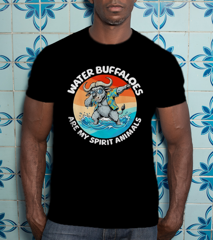 Water Buffaloes Are My Spirit Animals Dabbing Tropical Sunset T-Shirt