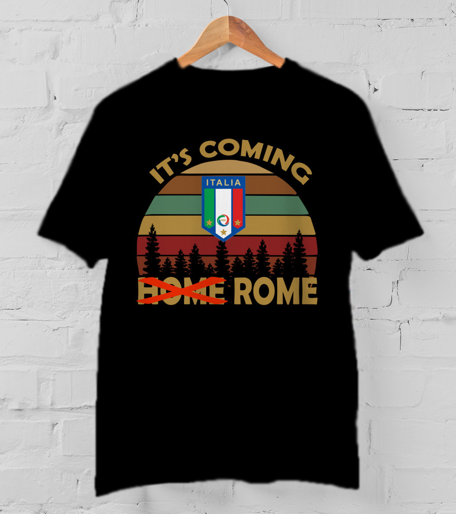 IT'S COMING ROME ITALIA Vintage Forest Sunset Badge T-Shirt