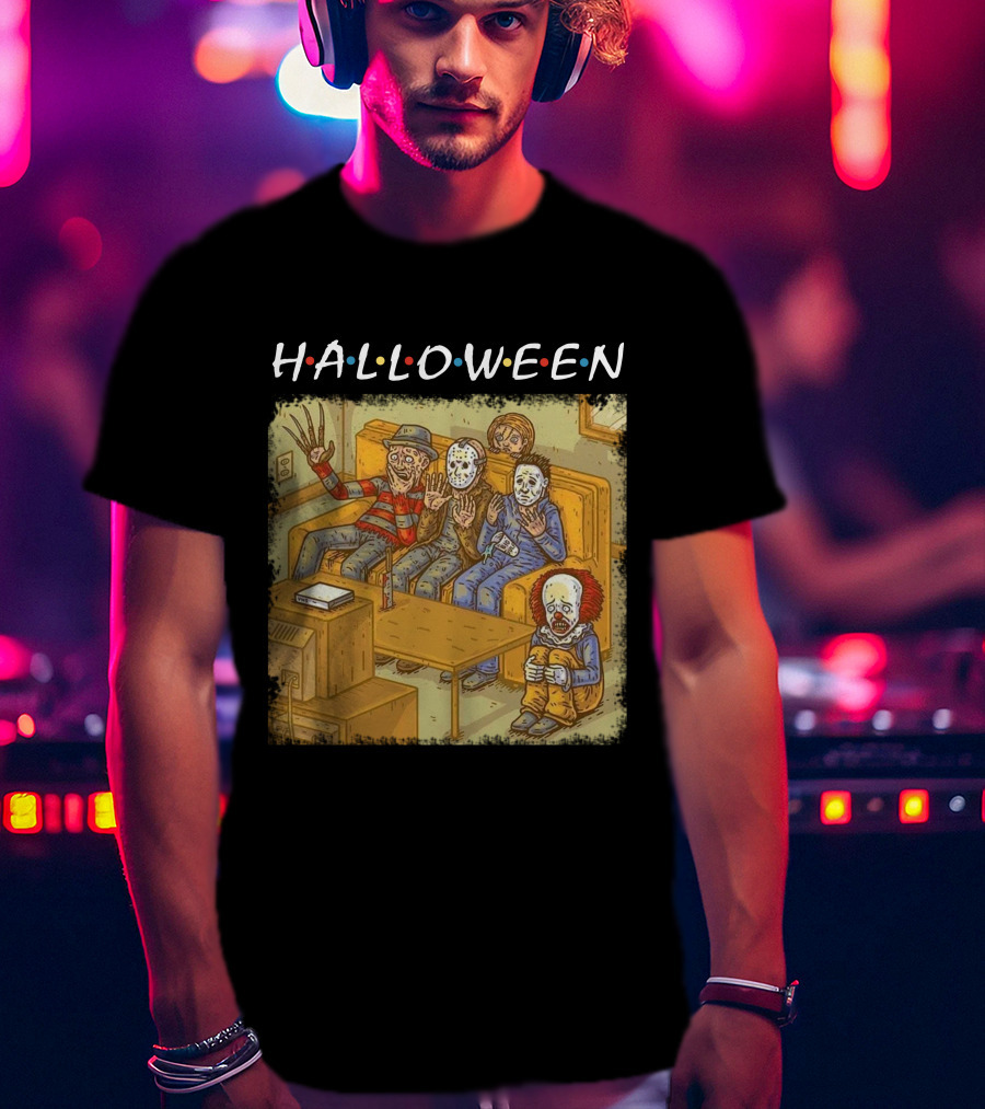Halloween Horror Icons Relax On Couch T-Shirt