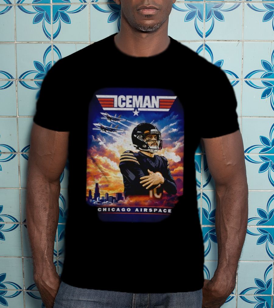 ICEMAN Chicago Airspace Caleb Williams Top Gun Chicago Bears T-Shirt