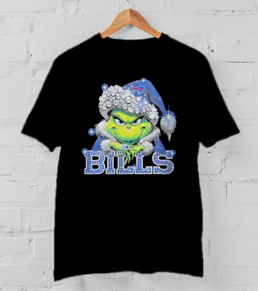 Buffalo Bills Grinch Santa Diamond Hat T-Shirt