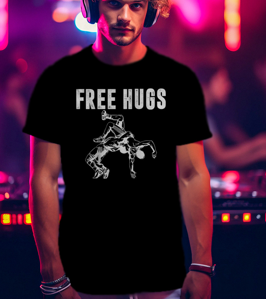 Free Hugs Wrestling Move Grappling Action T-Shirt