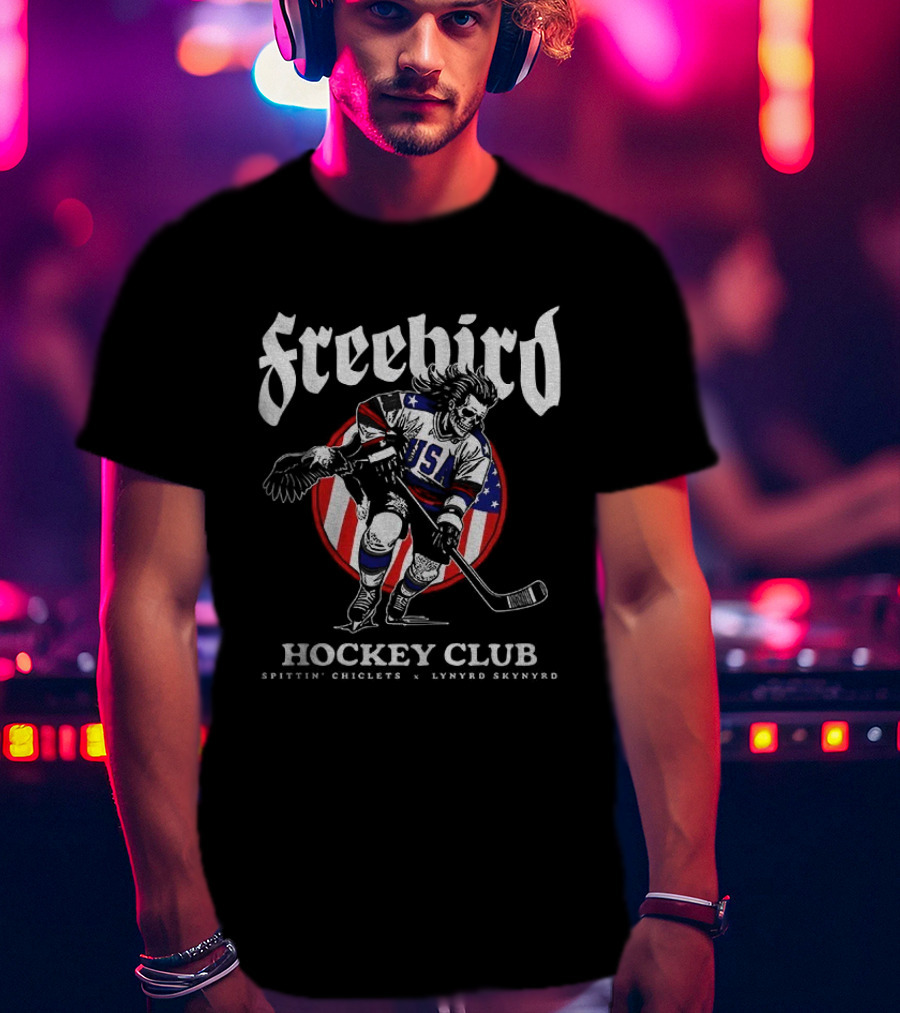 Freebird USA Spittin Chiclets Lynyrd Skynyrd Hockey Club T-Shirt