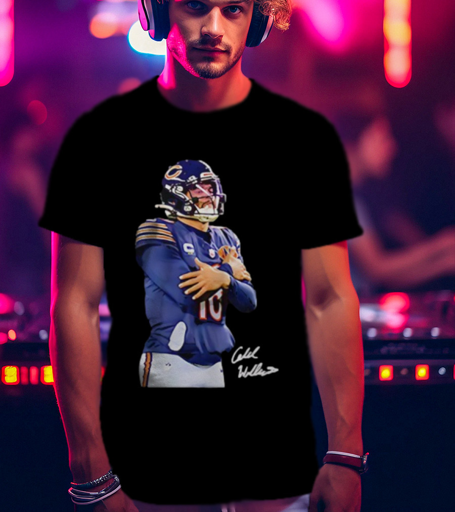 Caleb Williams Chicago Bears Ice Man Signature Football T-Shirt