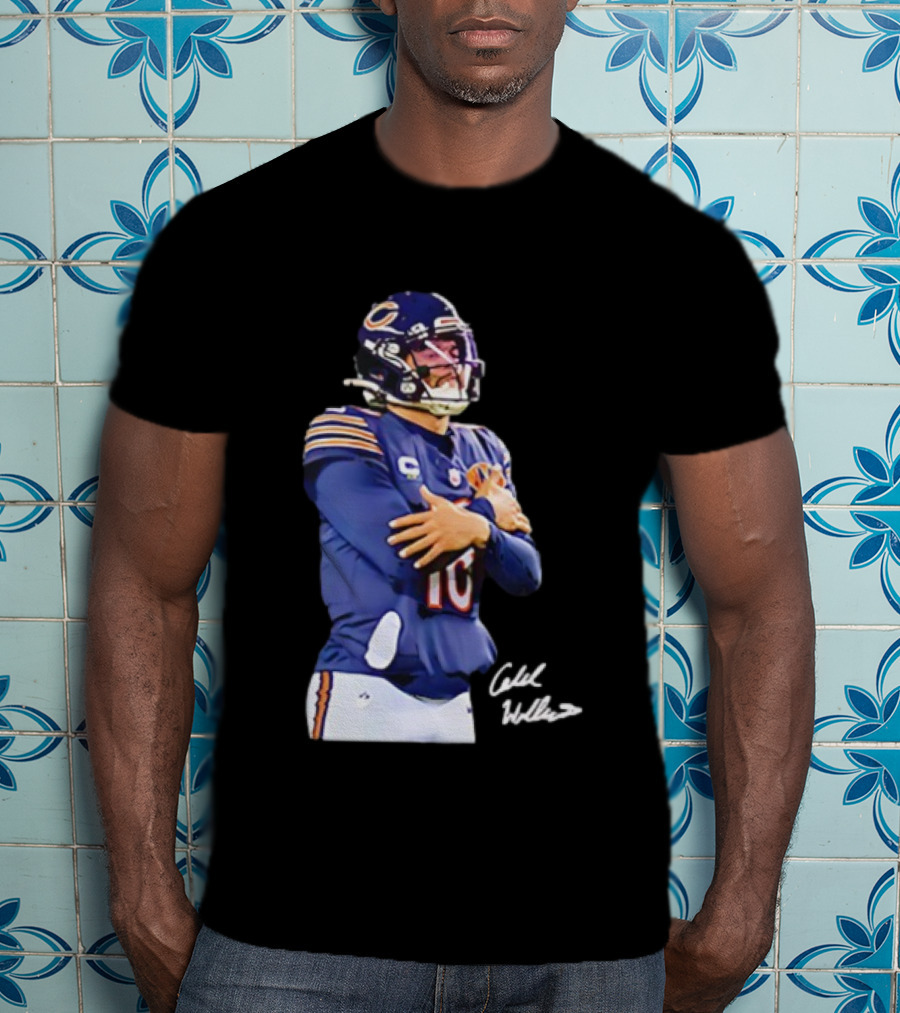 Caleb Williams Chicago Bears Ice Man Signature Football T-Shirt