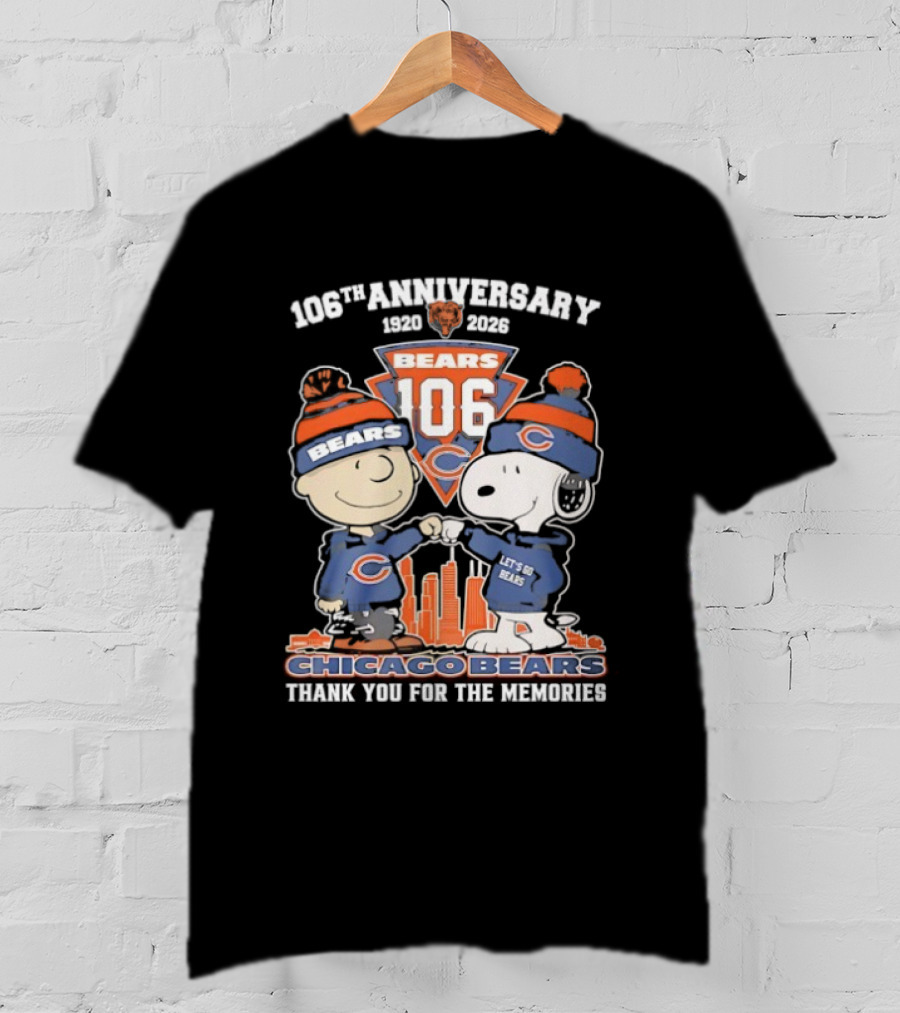 Chicago Bears 106th Anniversary 1920 2026 Snoopy And Charlie Brown Thank You For The Memories T-Shirt