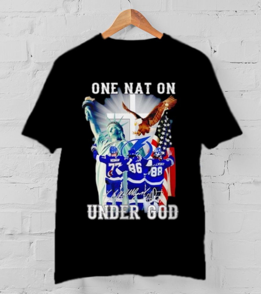 Tampa Bay Lightning Hockey Hedman 77 Point 86 Vasilevskiy 88 One Nation Under God T-Shirt