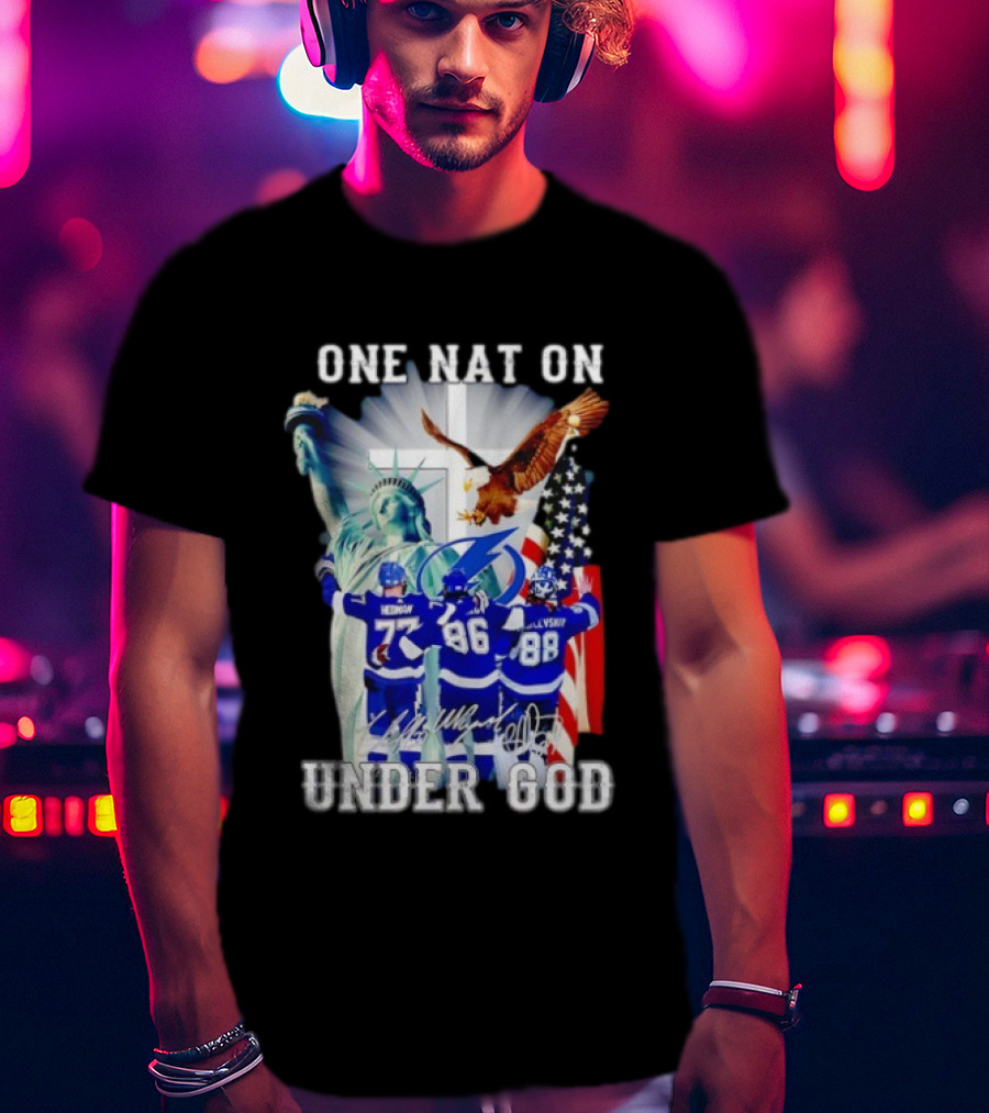 Tampa Bay Lightning Hockey Hedman 77 Point 86 Vasilevskiy 88 One Nation Under God T-Shirt
