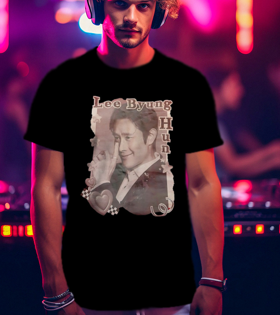 Lee Byung Hun Retro Aesthetic With Stars And Hearts T-Shirt